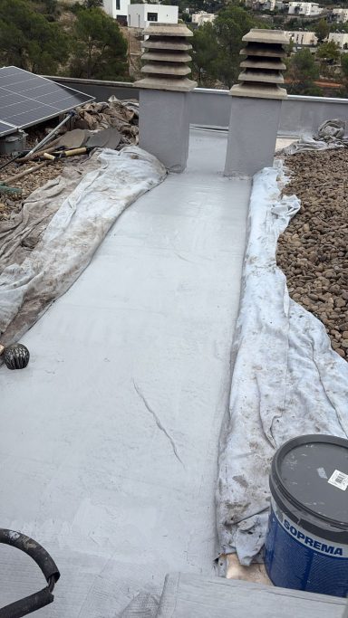 búsqueda de fuga en tela butilica, instalacion de xps.